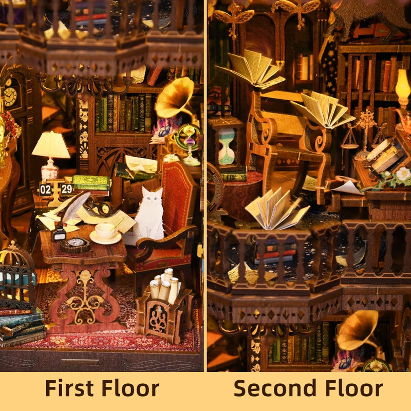 ETKVR Book Nook Kit  Book Nook Kits for Adults DIY Booknook Model Build  DIY 3D Wooden Puzzle Bookend Booknook Bookshelf Insert Miniature Dollhouse Kit for Home Decoration - Image 2